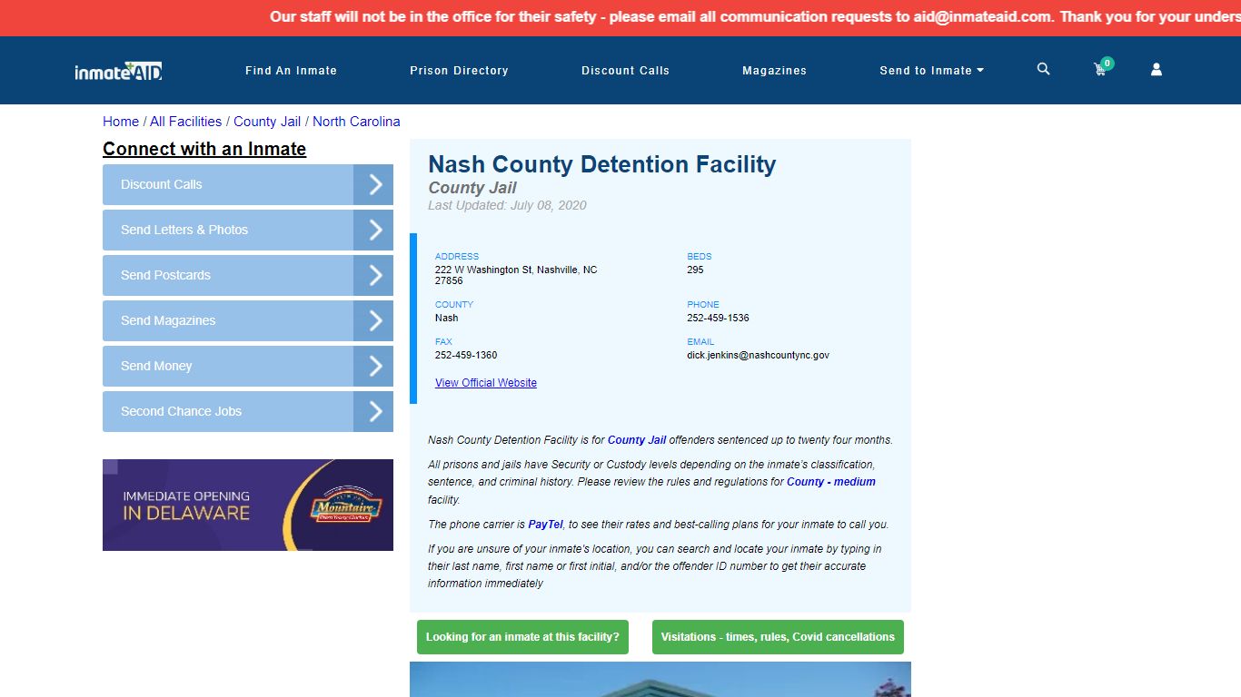 Nash County Detention Facility - Inmate Locator ...