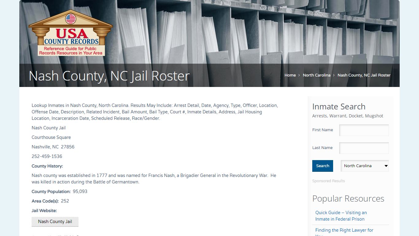 Nash County, NC Jail Roster | Name Search